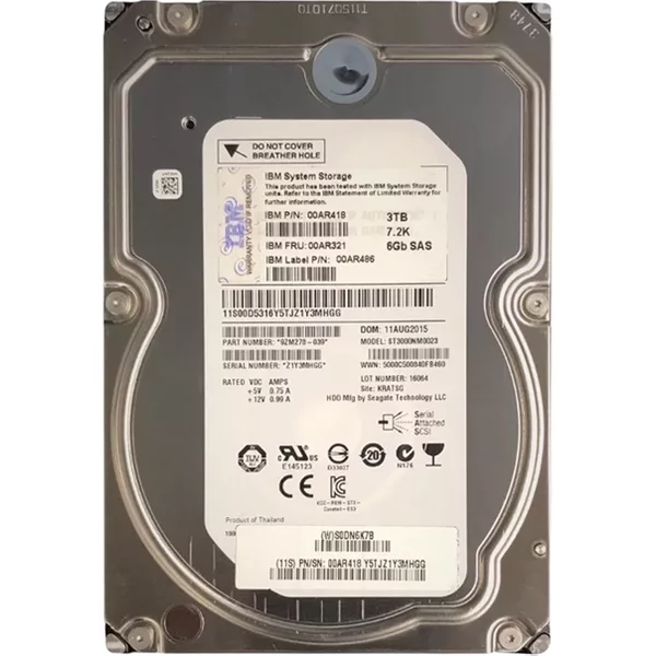 IBM 00AR418 | 3TB 7200RPM SAS 6Gb/S 64MB Cache Hot-Swappable 3.5-Inch Hard Drive For Storwize Storage System-image