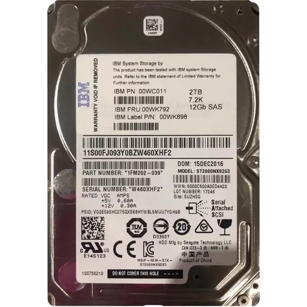 IBM 00WK792 | 2TB 7200RPM SAS 12Gb/S Nearline 2.5-Inch Hard Drive For Storwize Storage-image