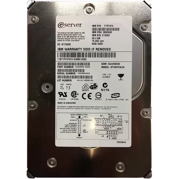 IBM 71P7474 | 36.4GB 15000RPM Ultra-320 Scsi 68-Pin 8MB Cache 3.5-Inch Hard Drive-image