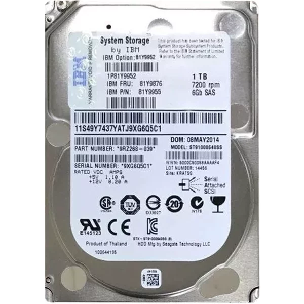 IBM 81Y9952 | 1TB 7200RPM SAS 6Gb/S Hot Swappable 2.5-Inch Hard Drive-image