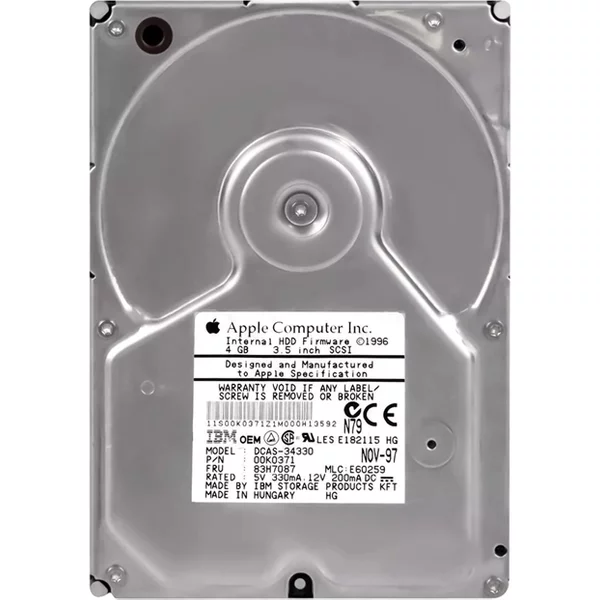 IBM DCAS-34330 | 4.3GB 5400RPM Ultra Scsi 448KB Cache 3.5-Inch Hard Drive-image