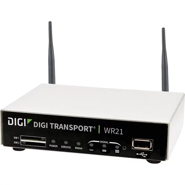 Digi International WR21-L52B-DE1-SU | Transport WR21 Cellular 4G Lte Multi-Carrier Ethernet 2X Ports Serial 1 RS-232 Port Antennas & Power Supply Included-image