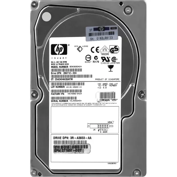 HP 3R-A3833-AA | 36.4GB 10000RPM Ultra320 Scsi 8MB Cache Hot-Pluggable LVD 80-Pin 3.5-Inch Hard Drive-image