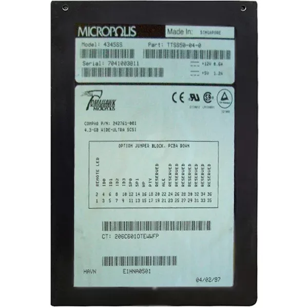 HP 4345SS | 4GB 7200RPM Ultra2 Wide Scsi 3.5-Inch 512KB Cache Hot Swap Hard Drive-image