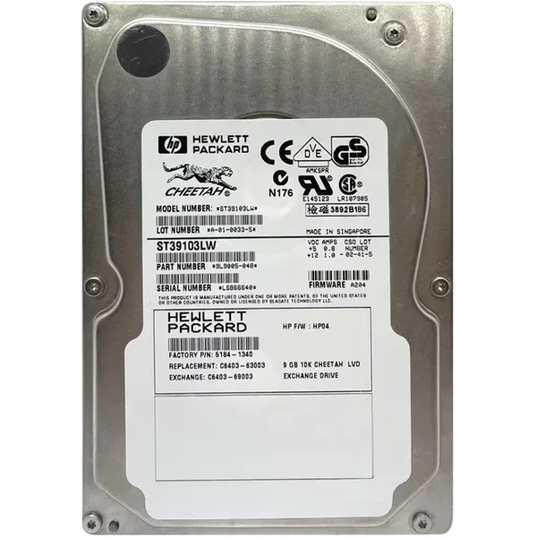 HP 5184-1340 | 9GB 10000RPM Ultra Wide Scsi 3.5-Inch 512KB Cache Hard Drive-image