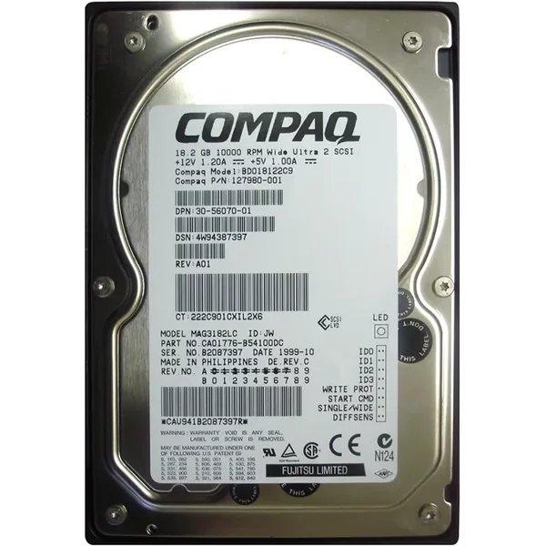 HP 127980-001 | 18.2GB 10000RPM Ultra-2 Wide Scsi Hot-Pluggable (Lvd) 80-Pin 3.5-Inch Hard Drive-image