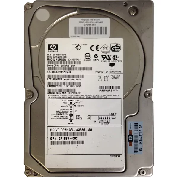 HP 271837-002 | 36.4GB 10000RPM Ultra-320 Scsi Hot-Pluggable 8MB Cache (Lvd) 68-Pin 3.5-Inch Hard Drive-image