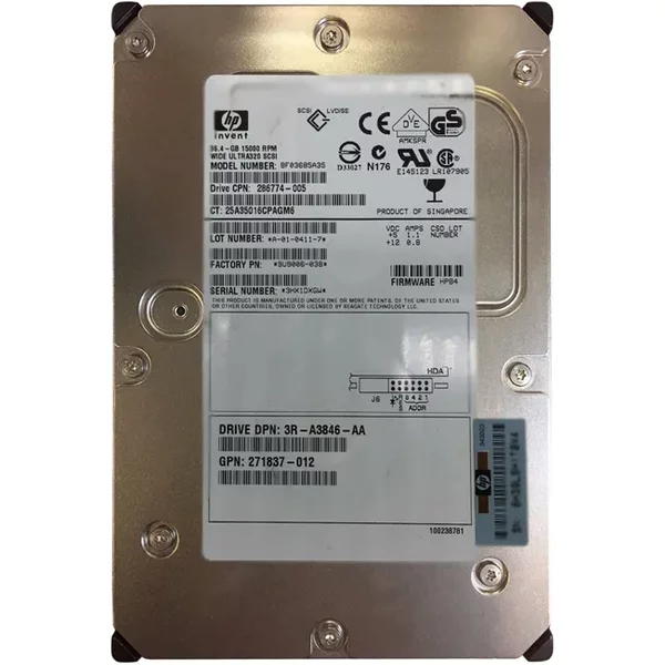 HP 286774-005 | 36.4GB 15000RPM Ultra-320 Scsi Hot-Swappable 80-Pin 3.5-Inch Hard Drive-image