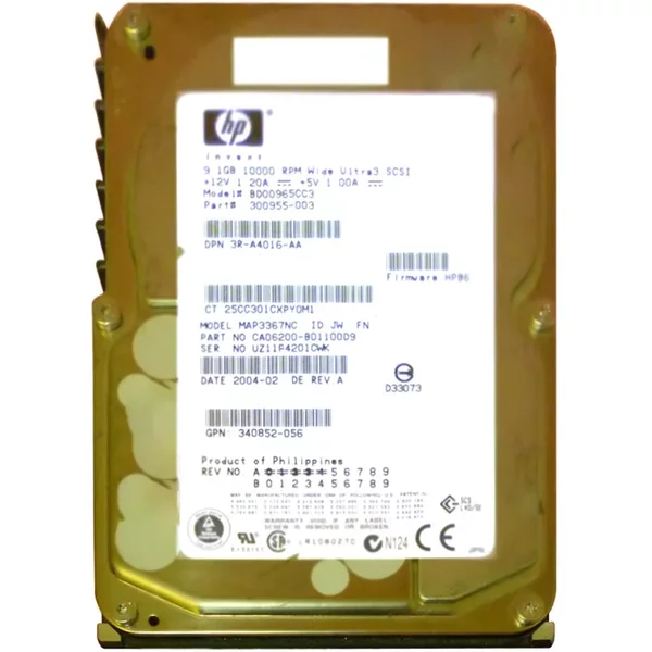 HP 300955-003 | 9.1GB 10000RPM Ultra-160 Scsi Hot-Pluggable (Lvd) 80-Pin 3.5-Inch Hard Drive-image