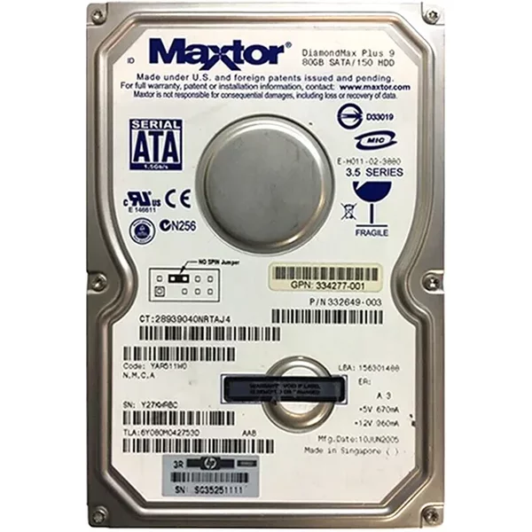 HP 332649-003 | 80GB 7200RPM Sata 1.5Gb/S NHP LFF Hot-Pluggable 3.5-Inch Hard Drive-image