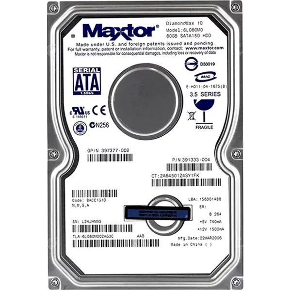 HP 391333-004 | 80GB 7200RPM Sata 1.5Gb/S LFF Hot-Pluggable 3.5-Inch Midline Hard Drive For Proliant Servers-image