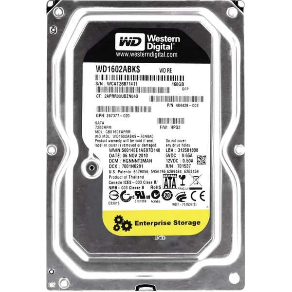 HP 397377-020 | 160GB 7200RPM Sata 1.5Gb/S Hot-Pluggable 3.5-Inch Hard Drive-image