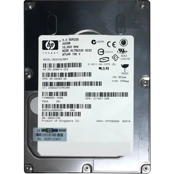 HP BD30087B53 | 300GB 10000RPM Ultra320 Scsi Hot-Pluggable 80-Pin LVD 3.5-Inch Hard Drive For Proliant Server-image