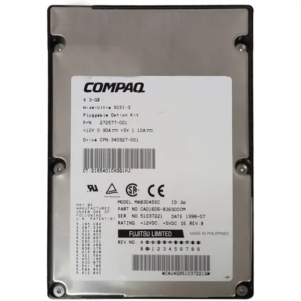 Fujitsu CA01606-B36900CM | 4GB 7200RPM Wide Ultra2 Scsi 512KB Cache 3.5-Inch Hard Drive-image