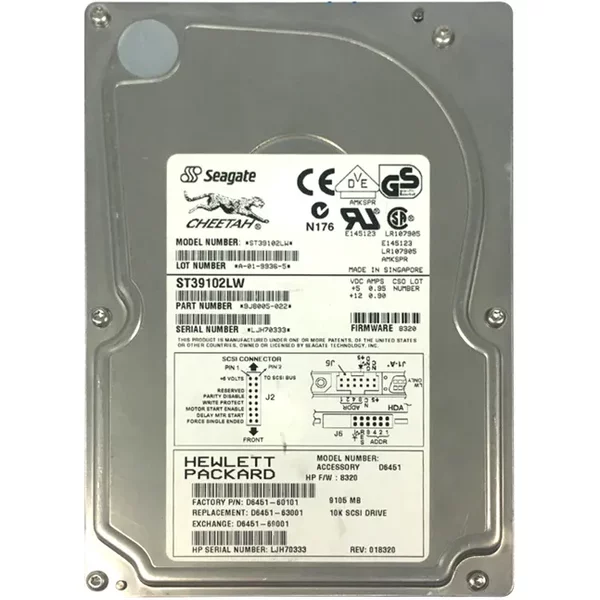 HP D6451-69001 | 9.1GB 10000RPM Ultra-2 Wide Scsi (Lvd) 68-Pin 3.5-Inch Hard Drive-image