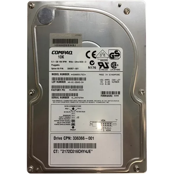 HP HD0093172C | 9.1GB 10000RPM Ultra-160 Scsi Hot-Pluggable (Lvd) 80-Pin 3.5-Inch Hard Drive-image