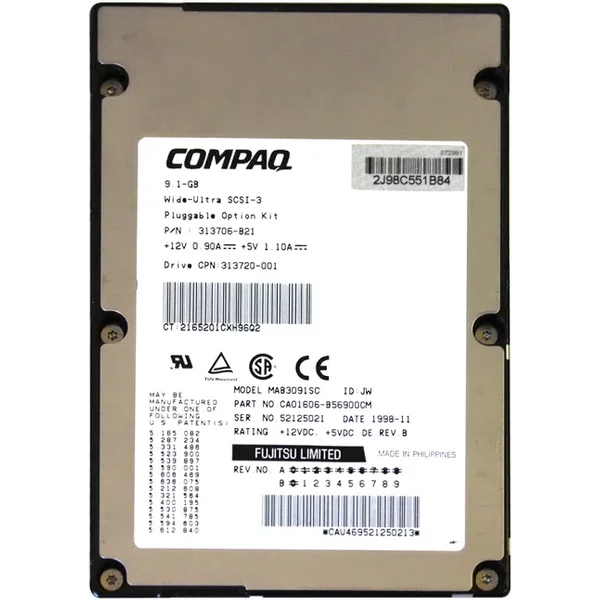Fujitsu MAB3091SC | 9.1GB 7200RPM Wide Ultra2 Scsi 80-Pin 512KB Cache 3.5-Inch Hard Drive-image