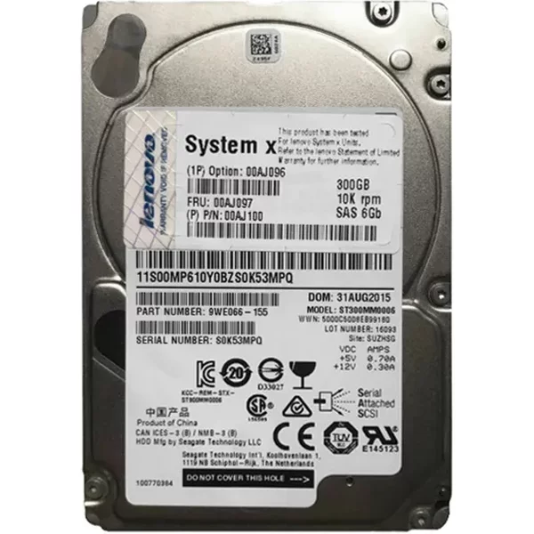 IBM 00AJ096 | 300GB 10000RPM SAS 6Gb/S Hot-Swappable 2.5-Inch Hard Drive-image