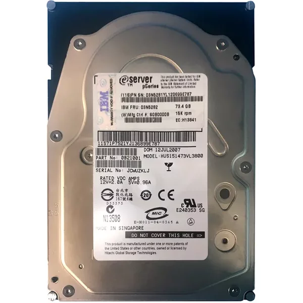 IBM 03N5282 | 73.4GB 15000RPM Ultra320 Scsi 80-Pin Hot Swappable 3.5-Inch Hard Drive-image