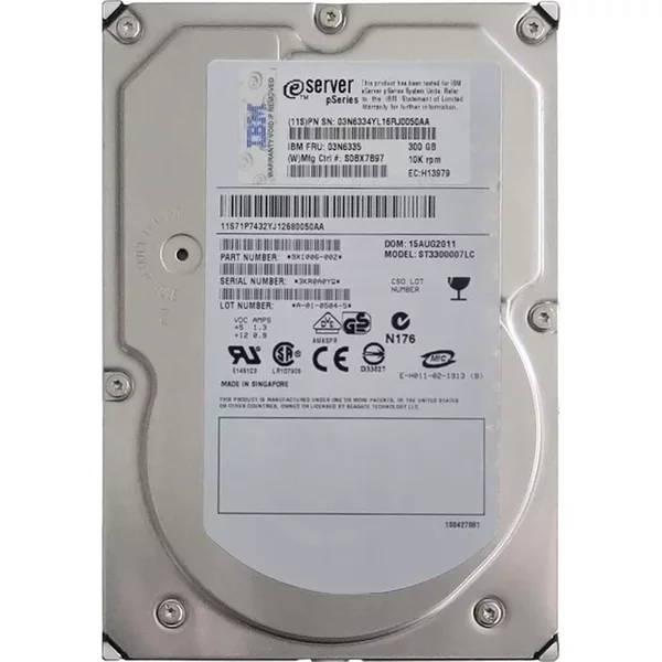 IBM 03N6335 | 300GB 10000RPM Ultra320 Scsi 80-Pin Hot Swappable 3.5-Inch Hard Drive-image