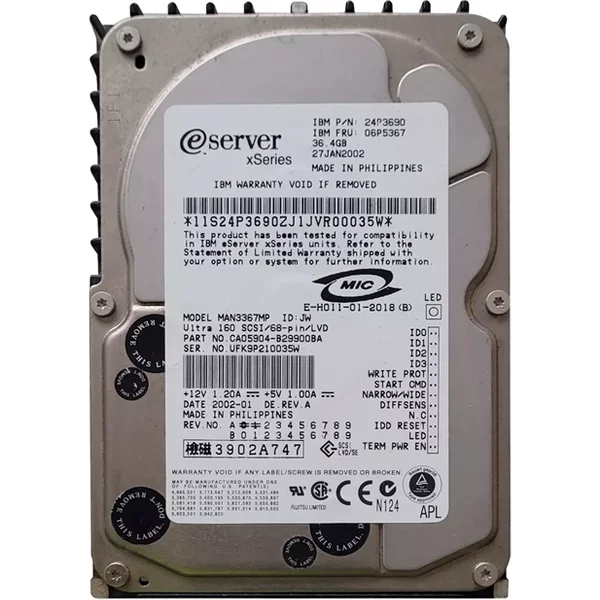 IBM 06P5367 | 36.4GB 10000RPM Ultra160 Scsi 68-Pin Hot Swappable 3.5-Inch Hard Drive-image