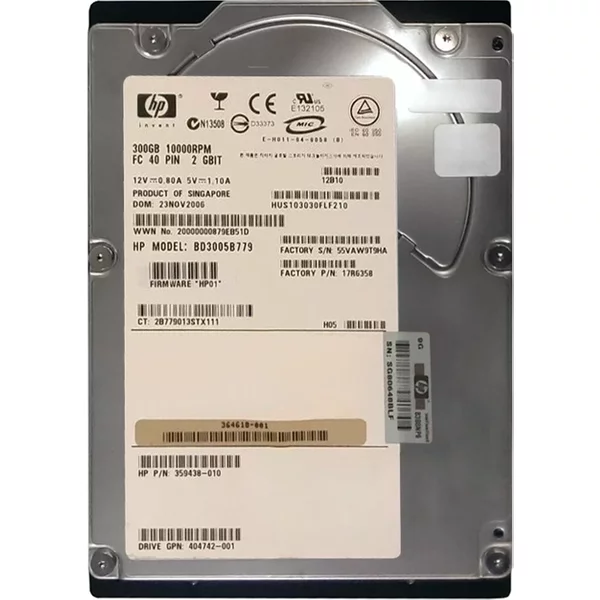 HP 359438-010 | 300GB 10000RPM Fibre Channel 2Gb/S Hot-Pluggable Dual Port 3.5-Inch Hard Drive-image