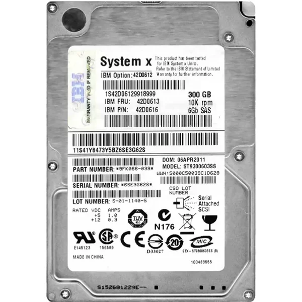 IBM 42D0616 | 300GB 10000RPM SAS 6Gb/S Hot-Swappable 64MB Cache 2.5-Inch Hard Drive-image