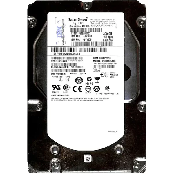 IBM 49Y1860 | 300GB 15000RPM SAS 6Gb/S Hot-Swappable 16MB Cache 3.5-Inch Hard Drive-image