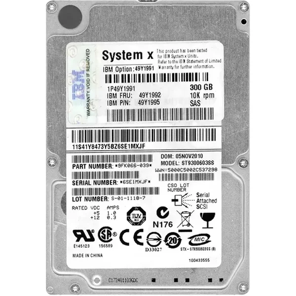 IBM 49Y1992 | 300GB 10000RPM SAS 6Gb/S 2.5-Inch Hard Drive-image
