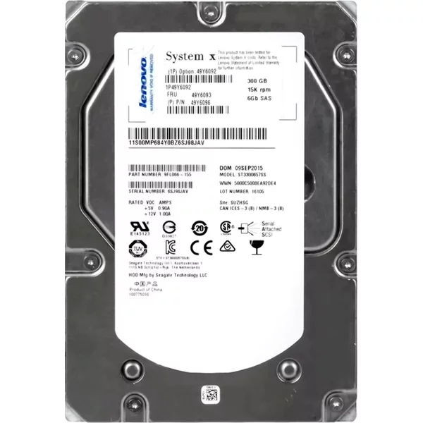 IBM 49Y6092 | 300GB 15000RPM SAS 6Gb/S 64MB Cache 3.5-Inch Hard Drive-image
