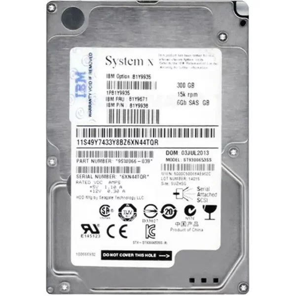 IBM 81Y9938 | 300GB 15000RPM SAS 6Gb/S Hot-Swappable 2.5-Inch Hard Drive-image