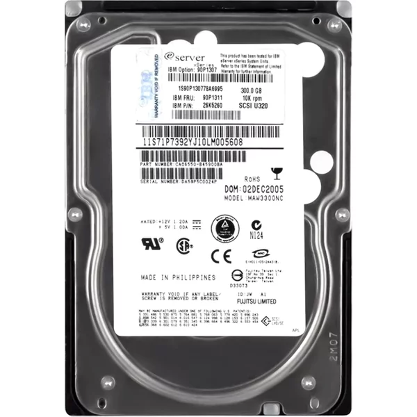 IBM 90P1307 | 300GB 10000RPM Ultra320 Scsi 80-Pin Hot-Swappable 3.5-Inch Hard Drive-image