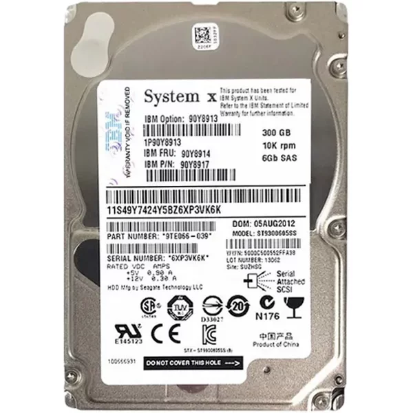 IBM 90Y8914 | 300GB 10000RPM SAS 6Gb/S Hot-Swappable 2.5-Inch Hard Drive-image
