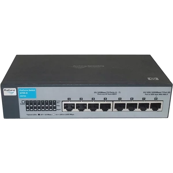 Hp J9079A#ABA | Procurve Switch 1700-8, 7-Ports 10/100Base-Tx + 1-Ports 10/100/1000Base-T Layer-2 Managed Switch-image