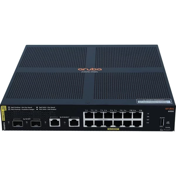Hp R8N89A#ABA | Cx 6000 Series 6000 12G Class4 Poe 2G/2SFP 12 X Ports 1000Base-T Class4 Poe+ + 2 X Sfp Ports + 2 X RJ-45 Ports 1U Rack-Mountable Layer 2 Managed Stackable Rack-Mountable Gigabit Ethernet Network Switch-image