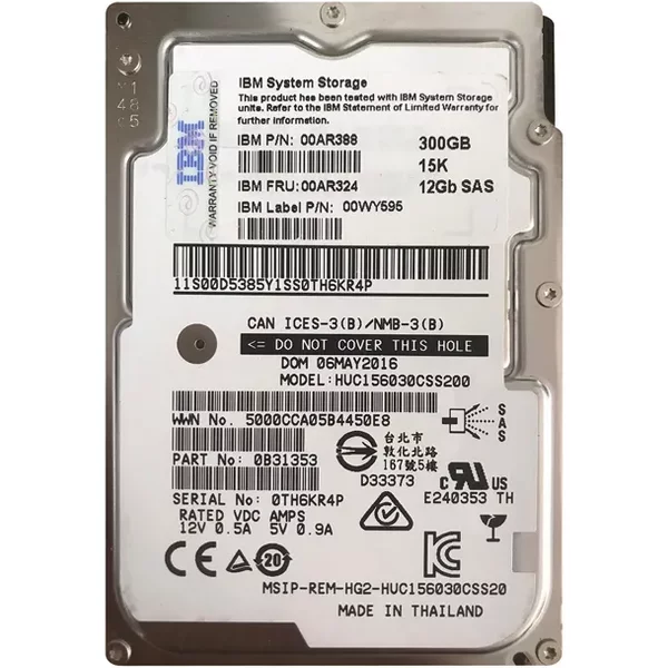 IBM 00AR324 | 300GB 15000RPM SAS 12Gb/S 2.5-Inch Hard Drive-image
