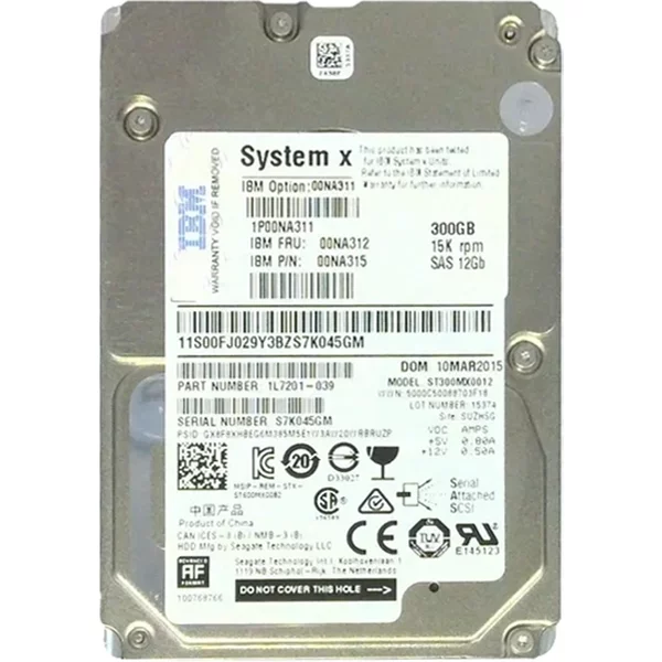 IBM 00NA311 | 300GB 15000RPM SAS 12Gb/S Hot Swap (512E) 2.5-Inch Internal Hybrid Hard Drive-image