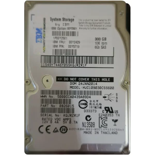 IBM 00Y2429 | 300GB 10000RPM SAS 6Gb/S 2.5-Inch Hard Drive-image
