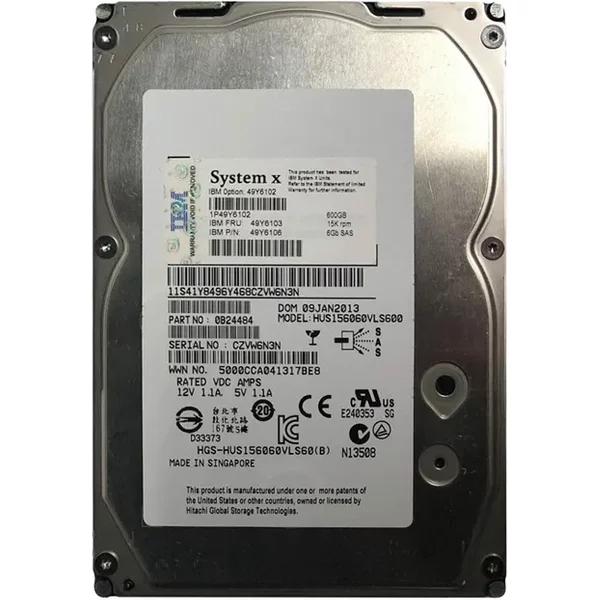 IBM 49Y6102 | 600GB 15000RPM SAS 6Gb/S Hot Swappable 3.5-Inch Hard Drive-image