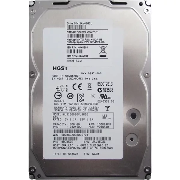 Netapp 108-00227+A1 | 600GB 15000RPM SAS 6Gb/S 64MB Cache 3.5-Inch Hard Drive-image