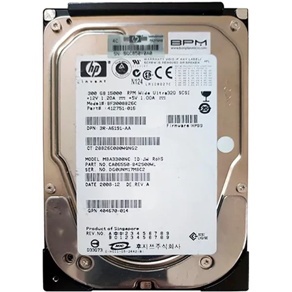 HP 3R-A6191-AA | 300GB 15000RPM Ultra320 Scsi 16MB Cache Hot-Pluggable LVD 80-Pin 3.5-Inch Hard Drive-image