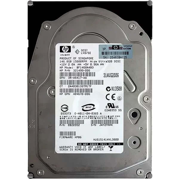 HP 3R-A6417-AA | 146GB 15000RPM Ultra320 Scsi 8MB Cache Hot-Pluggable LVD 80-Pin 3.5-Inch Hard Drive-image