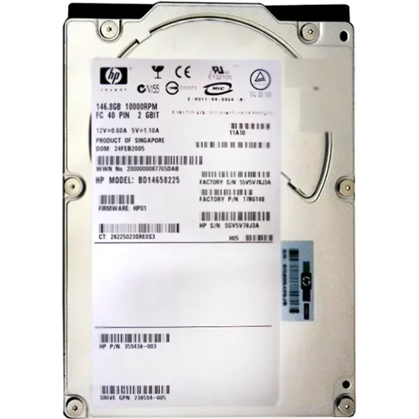 HP 238594-005 | 146GB 10000RPM Fibre Channel 2Gb/S Dual Port Hot Swap 3.5-Inch Internal Hard Drive-image