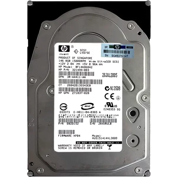HP 321499-003 | 146GB 15000RPM Ultra320 Scsi Hot-Pluggable LVD 80-Pin 3.5-Inch Hard Drive For Proliant Server-image
