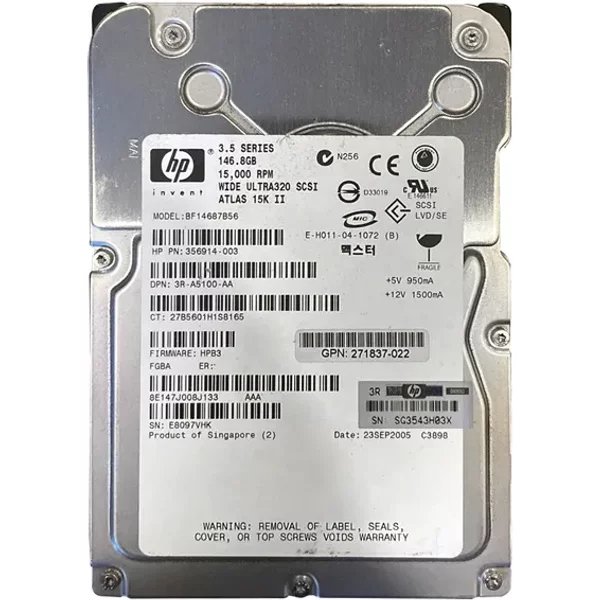 HP 356914-003 | 146GB 15000RPM Ultra320 Scsi 8MB Cache Hot-Pluggable LVD 80-Pin 3.5-Inch Hard Drive For Proliant Server-image
