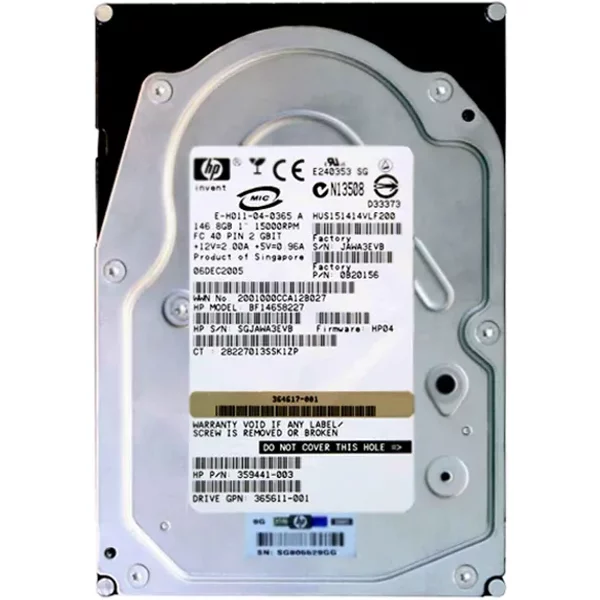 HP 359441-003 | 146GB 15000RPM Fibre Channel 2Gb/S Hot-Swappable 40-Pin 3.5-Inch Hard Drive For Storageworks-image