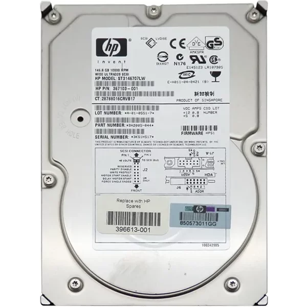 HP 367103-001 | 146GB 10000RPM Ultra320 Scsi LVD 68-Pin 3.5-Inch Hard Drive-image
