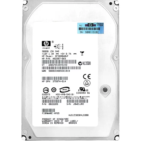 HP 375874-014 | 300GB 15000RPM SAS 3Gb/S Hot-Pluggable Dual Port 3.5-Inch Hard Drive-image