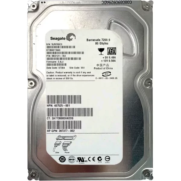 HP 397377-002 | 80GB 7200RPM Sata 1.5Gb/S NHP LFF Hot-Pluggable 3.5-Inch Hard Drive-image