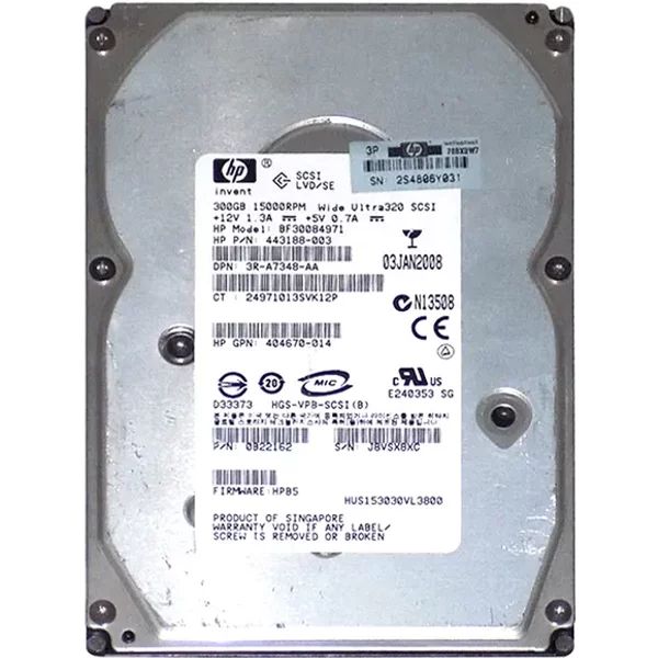 HP 404670-014 | 300GB 15000RPM Ultra320 Scsi Hot-Pluggable LVD 80-Pin 3.5-Inch Hard Drive For Proliant Gen1 To Gen4 Servers-image
